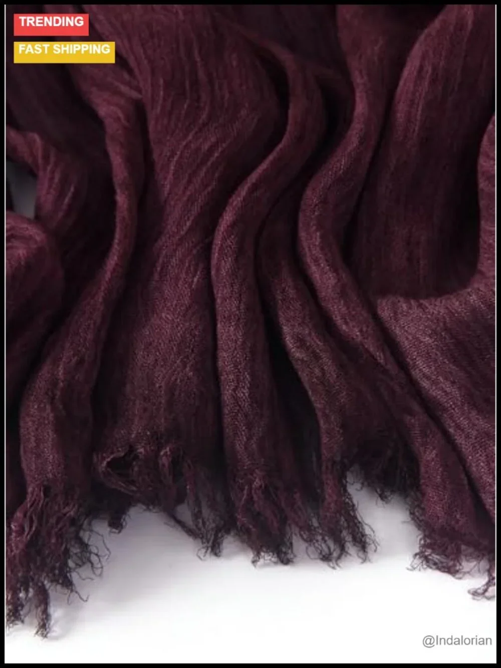 Lightweight Rayon Scarf – Cotton Linen Texture Crinkle Wrap Shawl Hijab